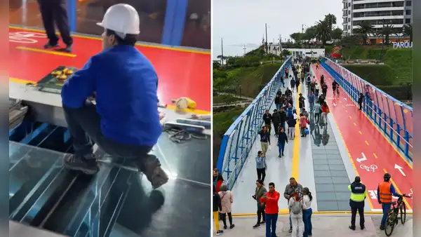 Trabajadores realizan mantenimiento al Puente de la Paz tras detectarse fallos: ''¡Qué miedo pasar por ahí!''