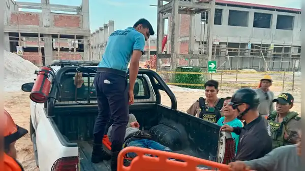 Iquitos: obrero queda herido tras caer de seis metros de altura durante construcción de un colegio
