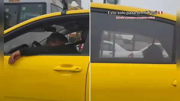 Taxista peruano y pasajero se quedan dormidos en pleno tráfico en Lima y escena se vuelve viral