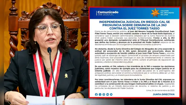 CAL rechaza denuncia de la JNJ contra juez que repuso a Delia Espinoza: “Deben respetar las decisiones judiciales”