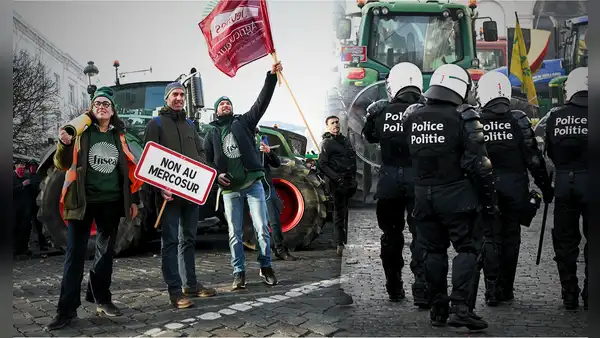 Protestas masivas en Bruselas: agricultores salen a manifestar con tractores en rechazo al acuerdo comercial entre la Unión Europea y Mercosur
