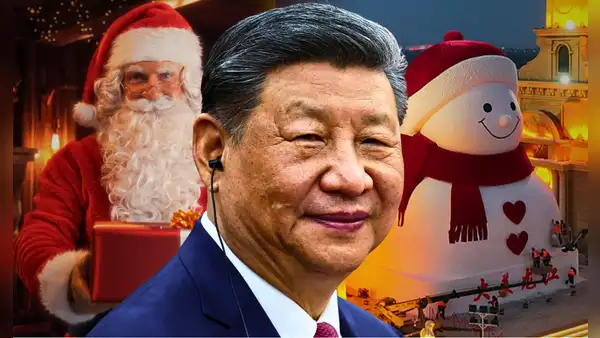 China supera a EE. UU. y construye la megaobra navideña de nieve más grande del mundo hecha con 3.000 metros cúbicos de capa blanca