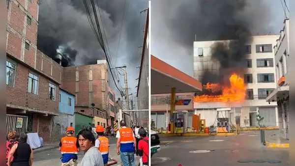 Gigantesco incendio código 4 en almacén a metros de un grifo movilizó más de 30 unidades de bomberos en el Rímac