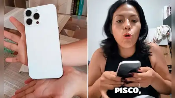 Joven muestra iPhone que ganó en rifa de tiktoker Moca, pero usuarios notan singular detalle: “¿Y la manzana?”