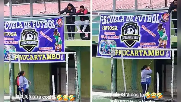 Arquera se vuelve viral tras recibir un vaso de cerveza atado a una soga desde el palco en pleno partido: “Para cargar energías”