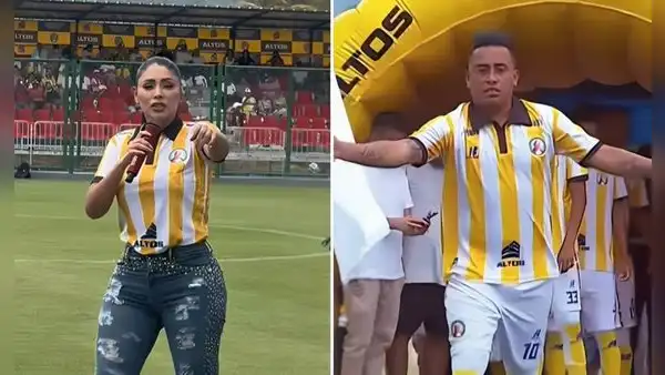¡Sorpresa total! Pamela Franco enciende el show en la 'Tarde Amarilla' previo al partido de Christian Cueva con club Juan Pablo II