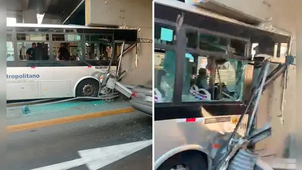 Bus del Metropolitano choca contra puente en La Victoria: reportan heridos e intenso tráfico en la Vía Expresa