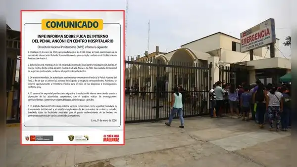 Reo condenado por secuestro fuga del Hospital de Puente Piedra mientras estaba bajo custodia del INPE: había sido trasladado al penal Ancón I