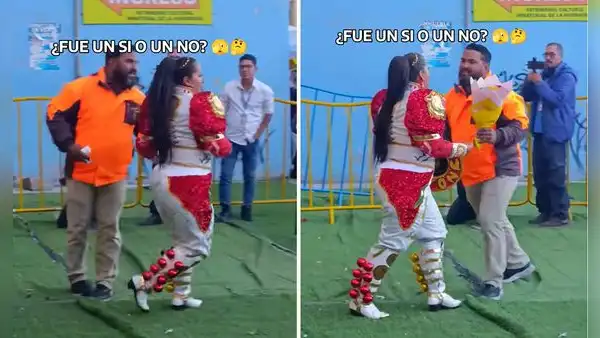 Novio le pide matrimonio a danzante de la Candelaria en pleno altar, pero ella sorprende al irse rápidamente: “Fría de frías”
