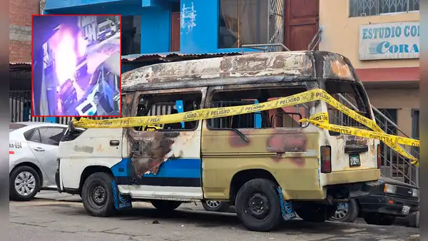 Delincuente disfrazado de repartidor incendia combi en Chorrillos: ataque quedó grabado en cámaras