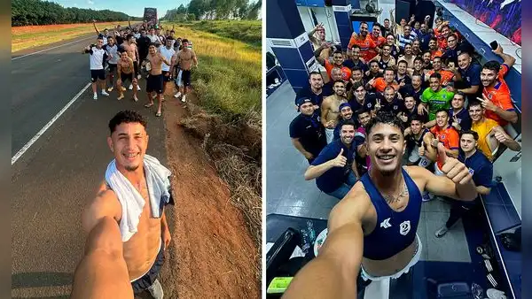 2 de Mayo celebró en vestuario de Matute recreando foto del percance con su bus: "No es cómo empieza, sino cómo termina"