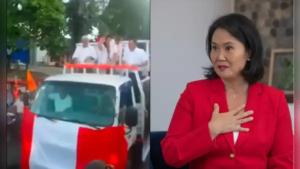 Keiko Fujimori: lanzan un globo con agua en su cara durante campaña presidencial en Iquitos