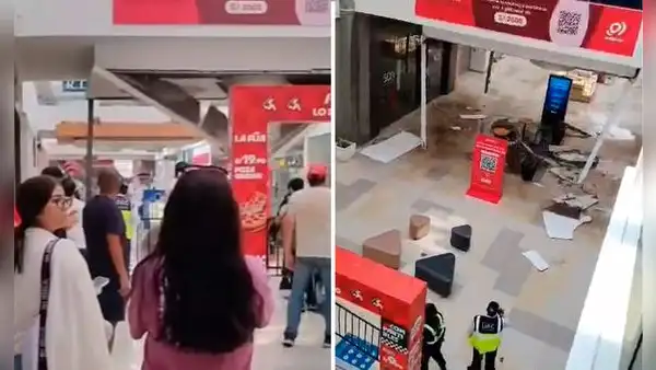Reportan caída de parte del techo por posible fuga de agua del Mall Plaza Bellavista