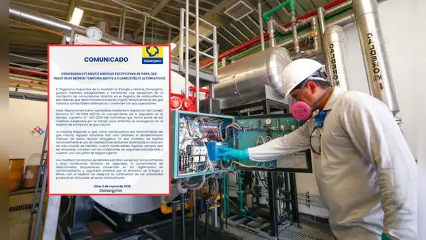 Osinergmin autoriza a industrias cambiar de GNV a otros combustibles tras la restricción de gas natural