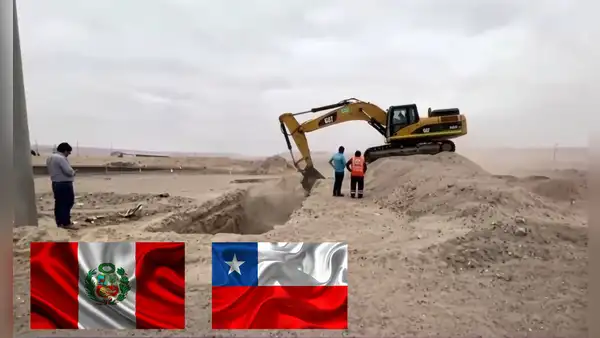 Maquinaria comienza trabajos de excavación en territorio peruano en Tacna cerca al límite fronterizo Perú-Chile
