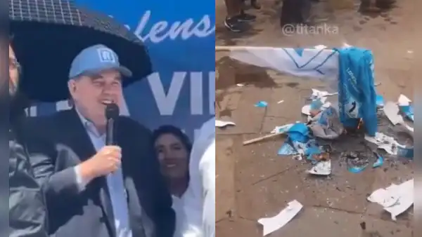 Elecciones 2026: reciben con huevos a López Aliaga en Andahuaylas y queman su propaganda