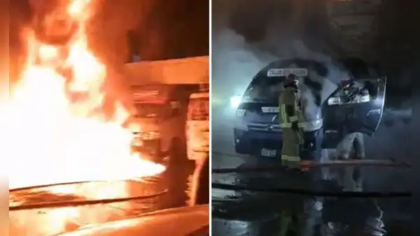 Feroz incendio consumió cochera con 14 vehículos de transporte público en Independencia: conductores no descartan ataque por extorsión