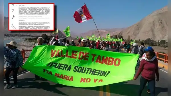 Tía María: Minem anula permiso de explotación y devuelve proyecto de cobre a evaluación