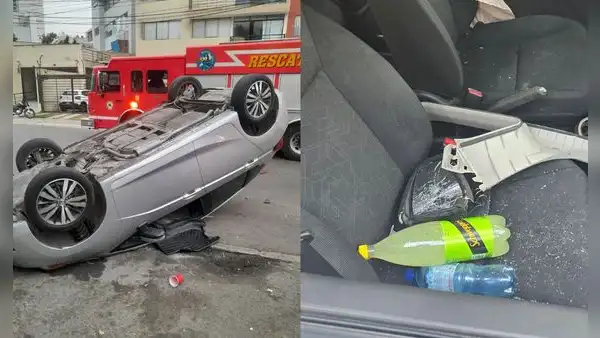 Auto con jóvenes y alcohol dentro se despista en Magdalena: choca contra árbol y termina llantas arriba