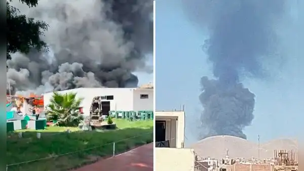 Enorme incendio afectó pabellón de la Escuela Técnico Superior de la Policía Nacional del Perú en Puente Piedra