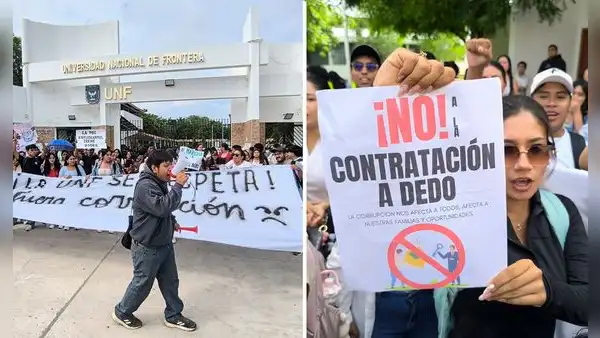 Estudiantes de la Universidad Nacional de Frontera protestan por falta de docentes y deficiencias en edificio recién inaugurado