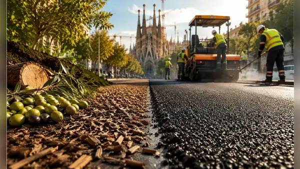 Barcelona revoluciona sus calles con asfalto ecológico hecho de restos de aceituna y madera: reducirá más del 70% emisiones de carbono