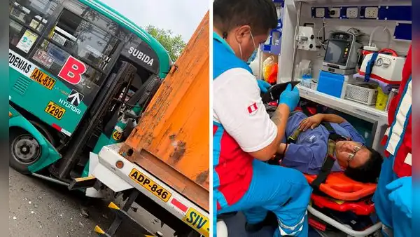 Bus de la empresa ETVASA impacta contra camión y deja 14 pasajeros heridos en La Victoria
