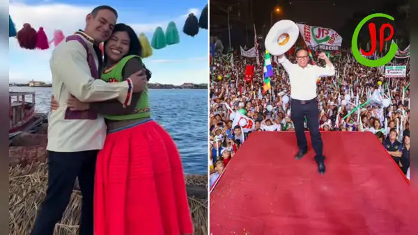 ¿Apoyan a JP? Mark Vito y su novia Leslie Echavarrí sorprenden al lucir traje típico en Puno con colores asociados al partido