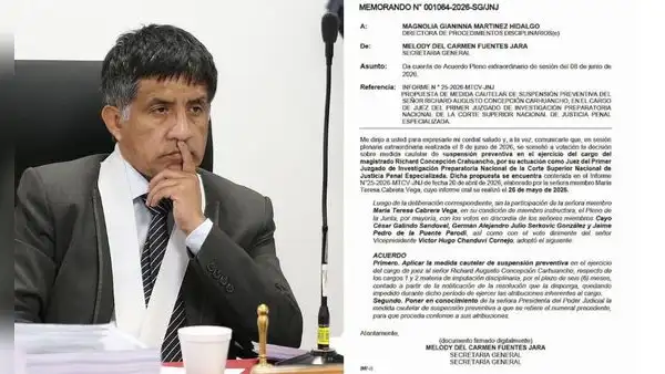 Pleno de la JNJ acuerda suspender al juez Richard Concepción Carhuancho