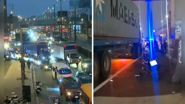 Congestión vehicular en Vía Evitamiento por accidente: estudiante muere tras chocar contra tráiler