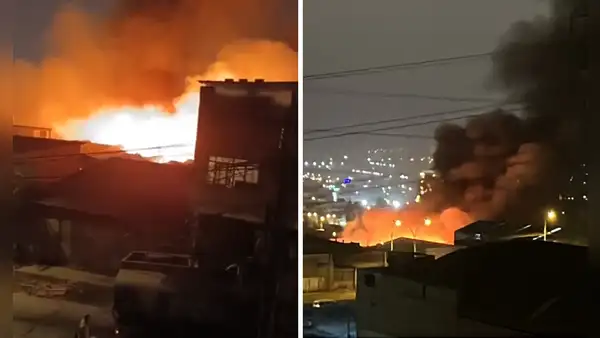 Fuerte incendio consume viviendas en Villa El Salvador: 9 unidades de bomberos atienden la emergencia