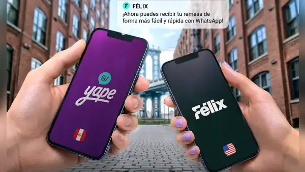 Yape se asocia con la fintech Félix para facilitar el envío de remesas desde Estados Unidos vía WhatsApp