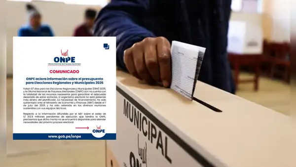 ONPE desmiente al Gobierno y reitera que no cuenta con presupuesto para las Elecciones Regionales y Municipales