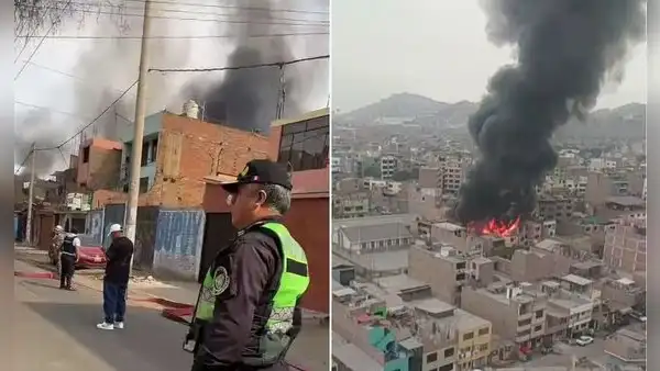 Fuerte incendio consume un almacén en Ate y más de 10 unidades de bomberos atienden la emergencia