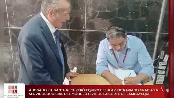 Servidor judicial de la Corte de Lambayeque devuelve celular extraviado a abogado litigante