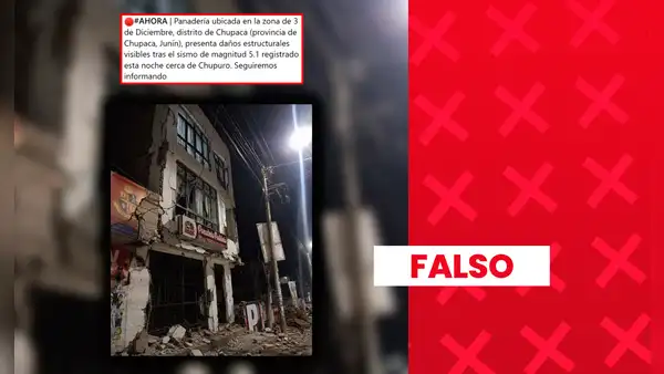 No es real la imagen que muestra supuestos daños estructurales en una panadería y sus alrededores tras el sismo de 5,1 en Junín: se elaboró con inteligencia artificial