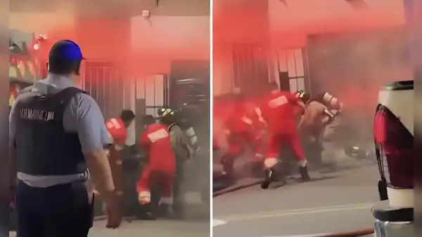 Bombero resulta gravemente herido tras ser lanzado por los aires por explosión durante incendio en barbería del Cercado de Lima