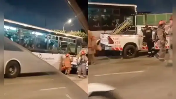 Patrullero de la Policía Nacional chocó contra bus del Metropolitano y dejó un herido en Cercado de Lima