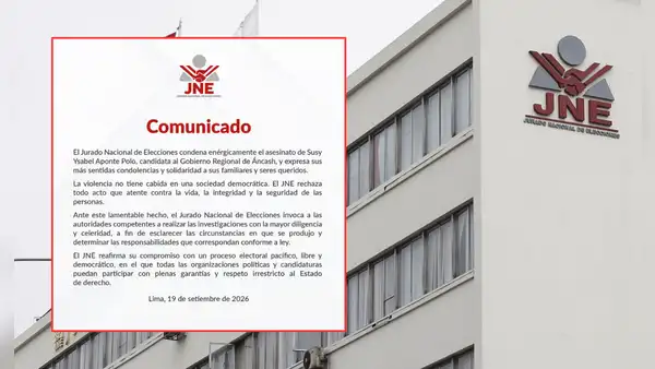 JNE condena el asesinato de la candidata regional por Áncash Susy Aponte y exige celeridad en la investigación