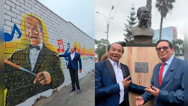Melcochita es inmortalizado en La Victoria: cómico recibió un homenaje con una escultura y un graffiti