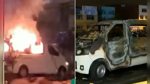 Los Olivos: colectivero muere tras incendio de minivan en plena Panamericana Norte por presunto cobro de cupos