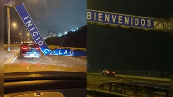 Se desplomó: enorme letrero en Callao casi aplasta auto y restringió el tránsito en la Costa Verde