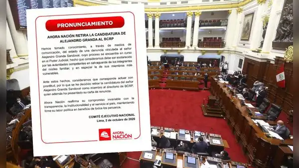 Ahora Nación retira candidatura de Alejandro Granda al BCRP tras conocerse denuncia por tocamientos indebidos