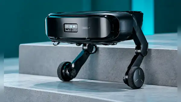 China muestra un robot aspirador que sube y limpia escaleras por sí solo: combina ruedas y patas articuladas para superar obstáculos
