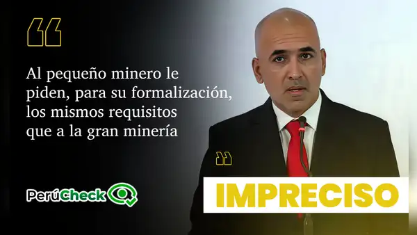 Es impreciso que los mineros artesanales tengan los mismos requisitos de formalización que la gran minería