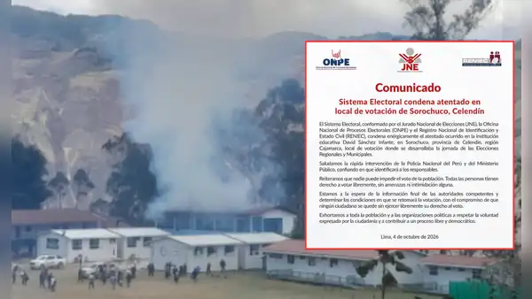 JNE, ONPE y Reniec rechazan atentado en local de votación en Celendín, Cajamarca