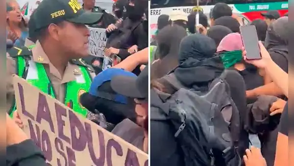 Denuncian presunta represión en protesta de la PUCP: policía habría apuntado con su arma a estudiante