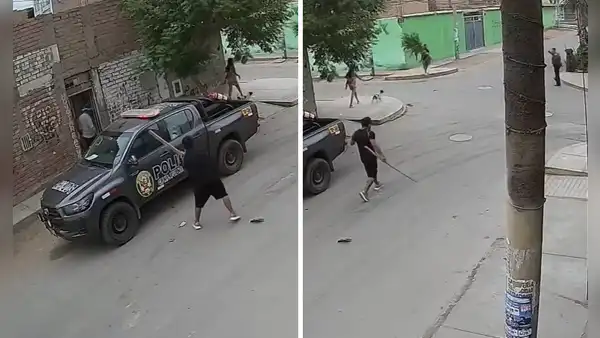 Sujeto atacó patrullero y persiguió a policía con palo tras intervención por presunta violencia familiar en Puente Piedra