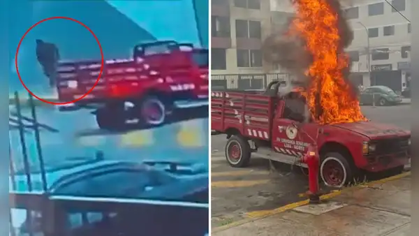 Hombre incendia vehículo de bomberos en Los Olivos y regresa para ver cómo quedó la unidad tras el fuego