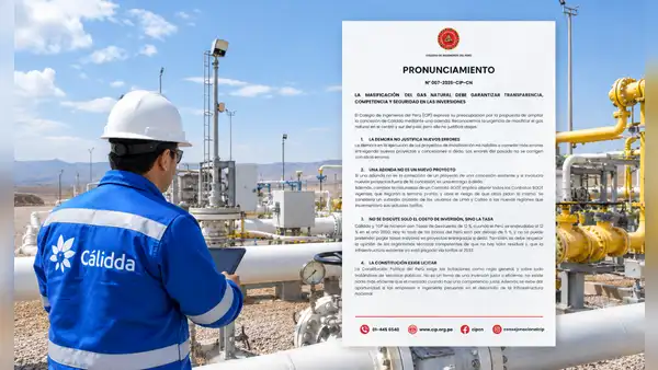 Gas natural: Colegio de Ingenieros cuestiona adenda de Cálidda y pide licitar proyectos en regiones